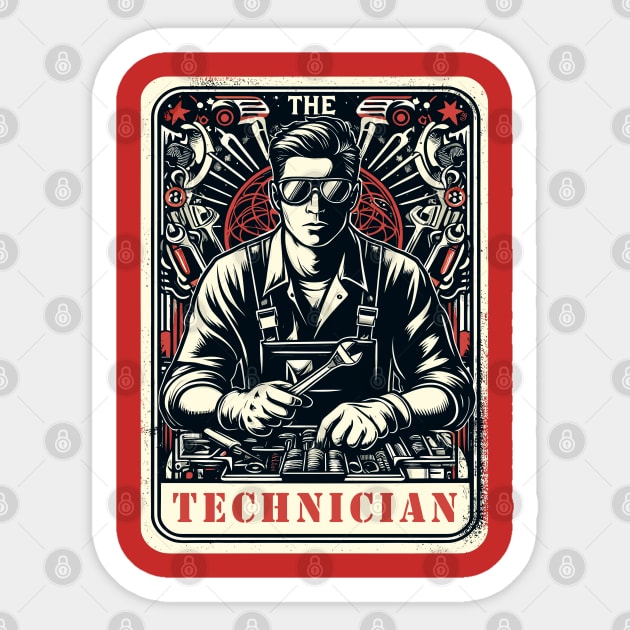 The Technician Magician Handyman Engine Fixer Tarot Card Pun Sticker by Nature Exposure